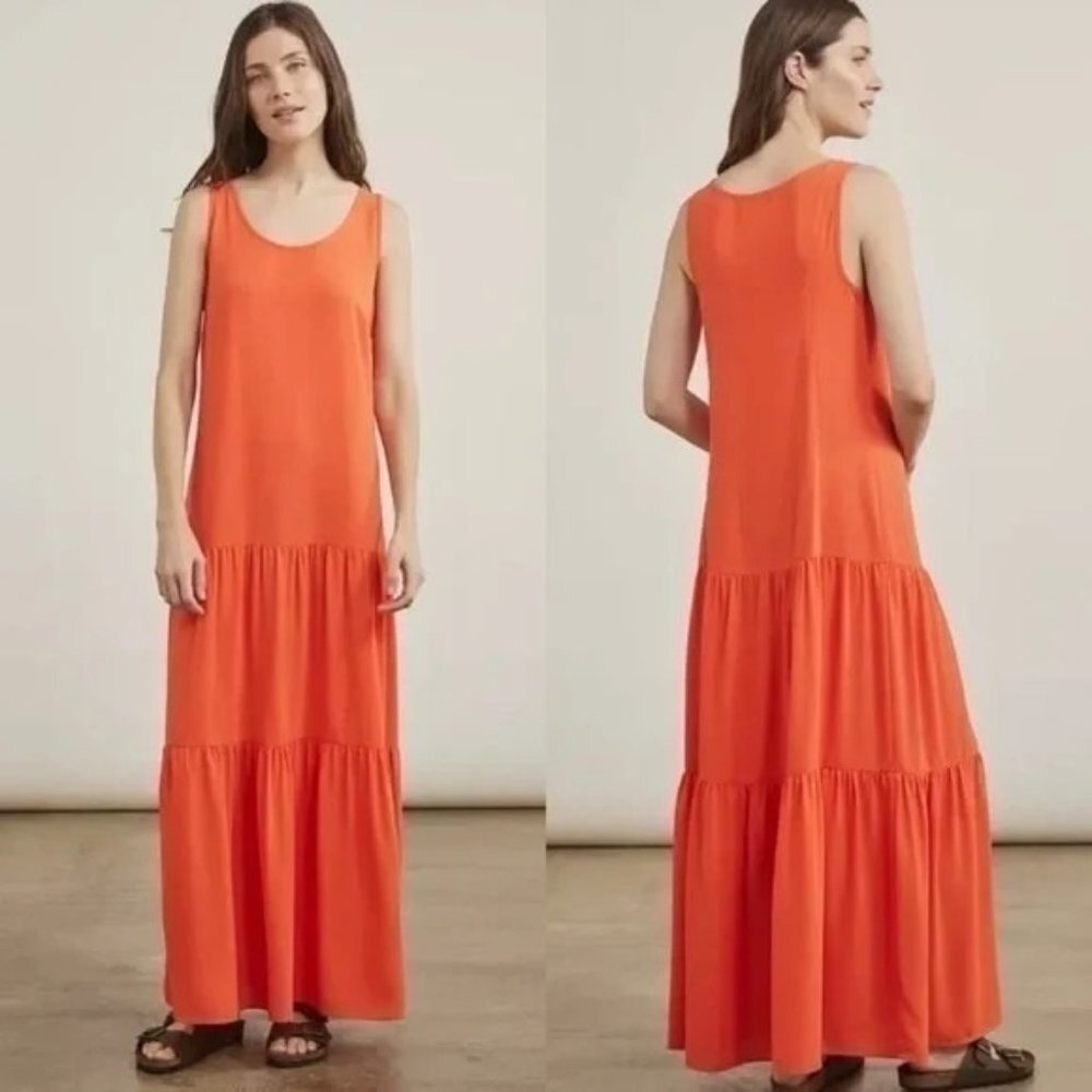 Elizabeth & James Tiered Maxi Tank‎ flowy dress sz S Orange